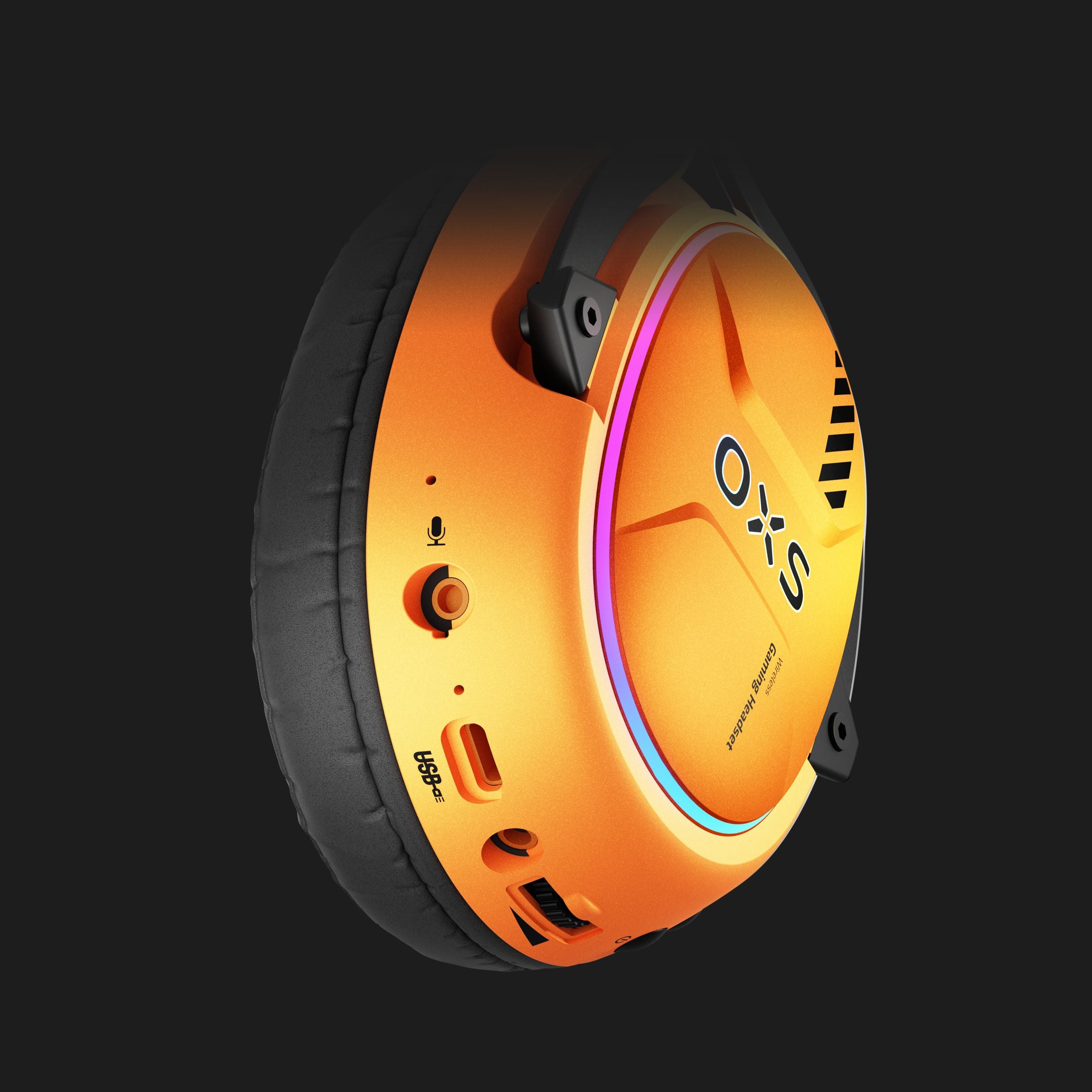 OXS Storm G2 Orange Top Wireless Gaming Headset with Dual ENC Mics for clear communication.