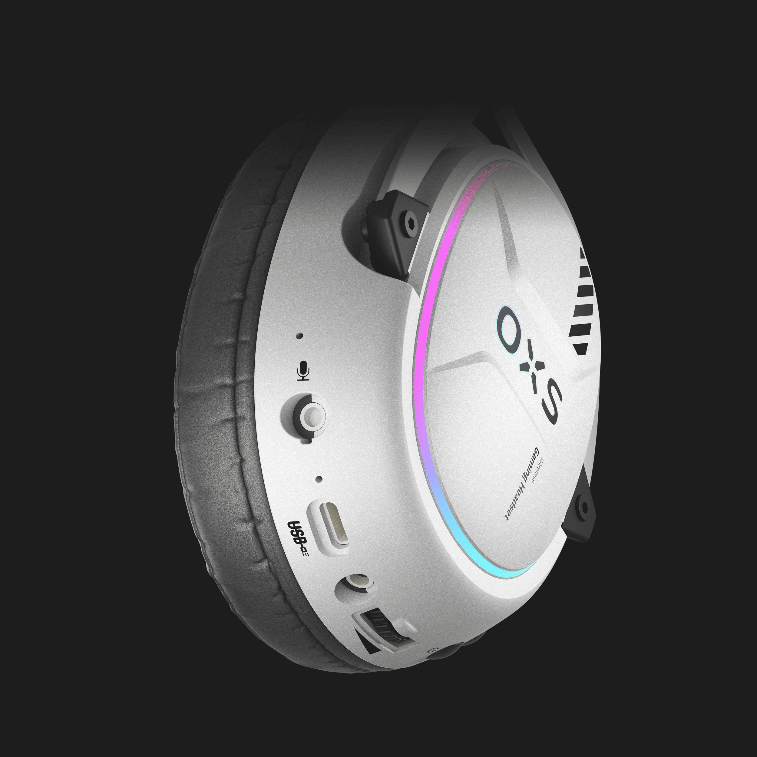 OXS Storm G2 White Top Wireless Gaming Headset with Dual ENC Mics for clear communication.