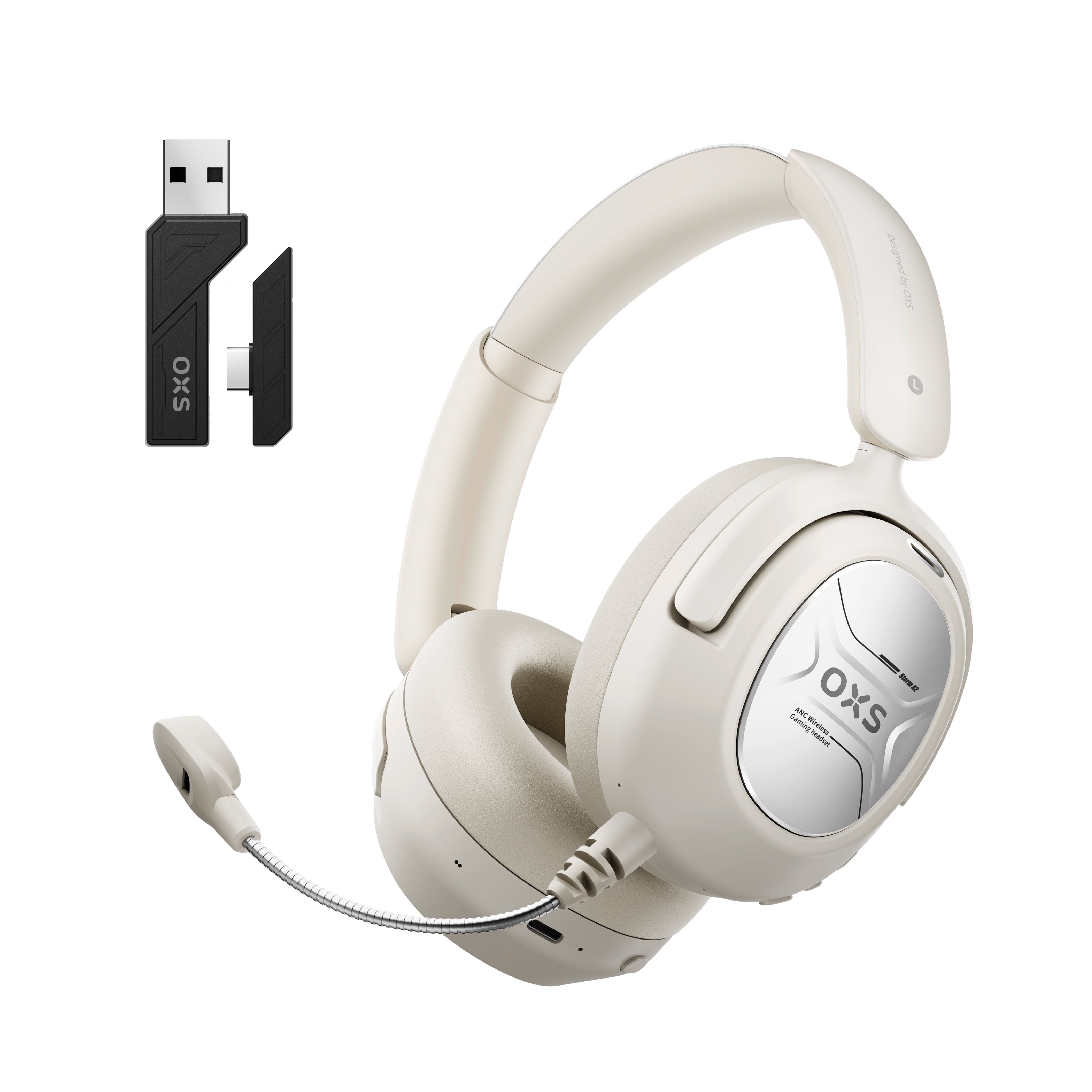 OXS Storm A2 - White ANC Wireless Gaming Headset-wm