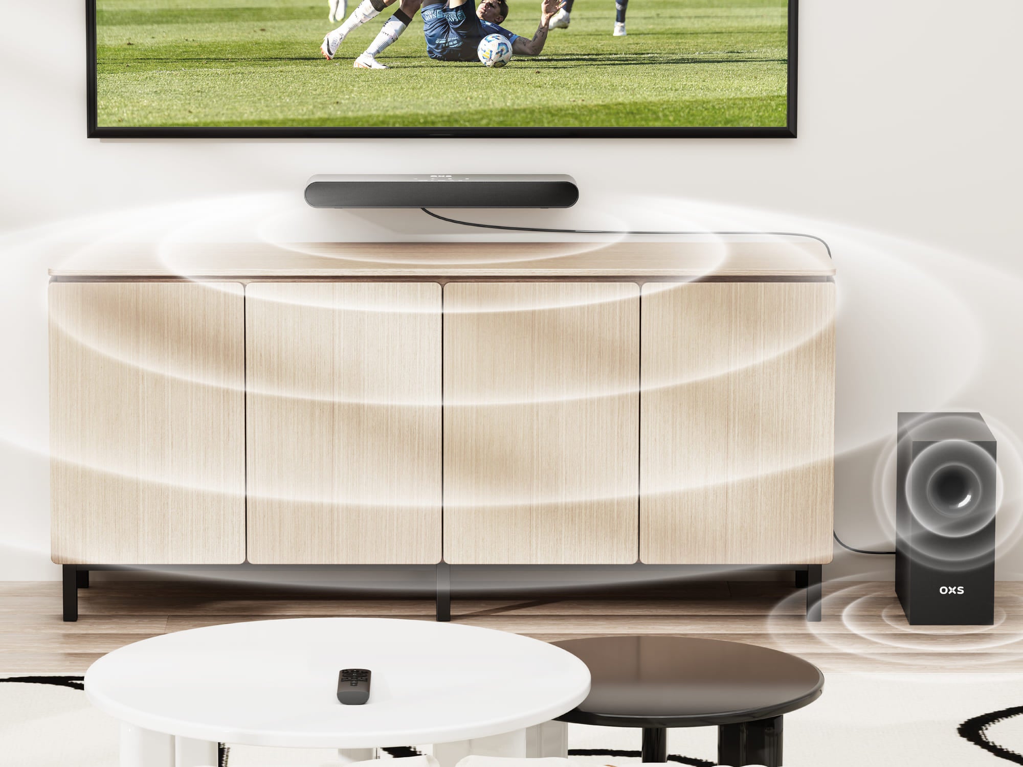 Compact and versatile, it seamlessly slides between TV and furniture, mounts on walls, or fits into corners. Enjoy high performance without the bulk—ideal for minimalist urban living.
