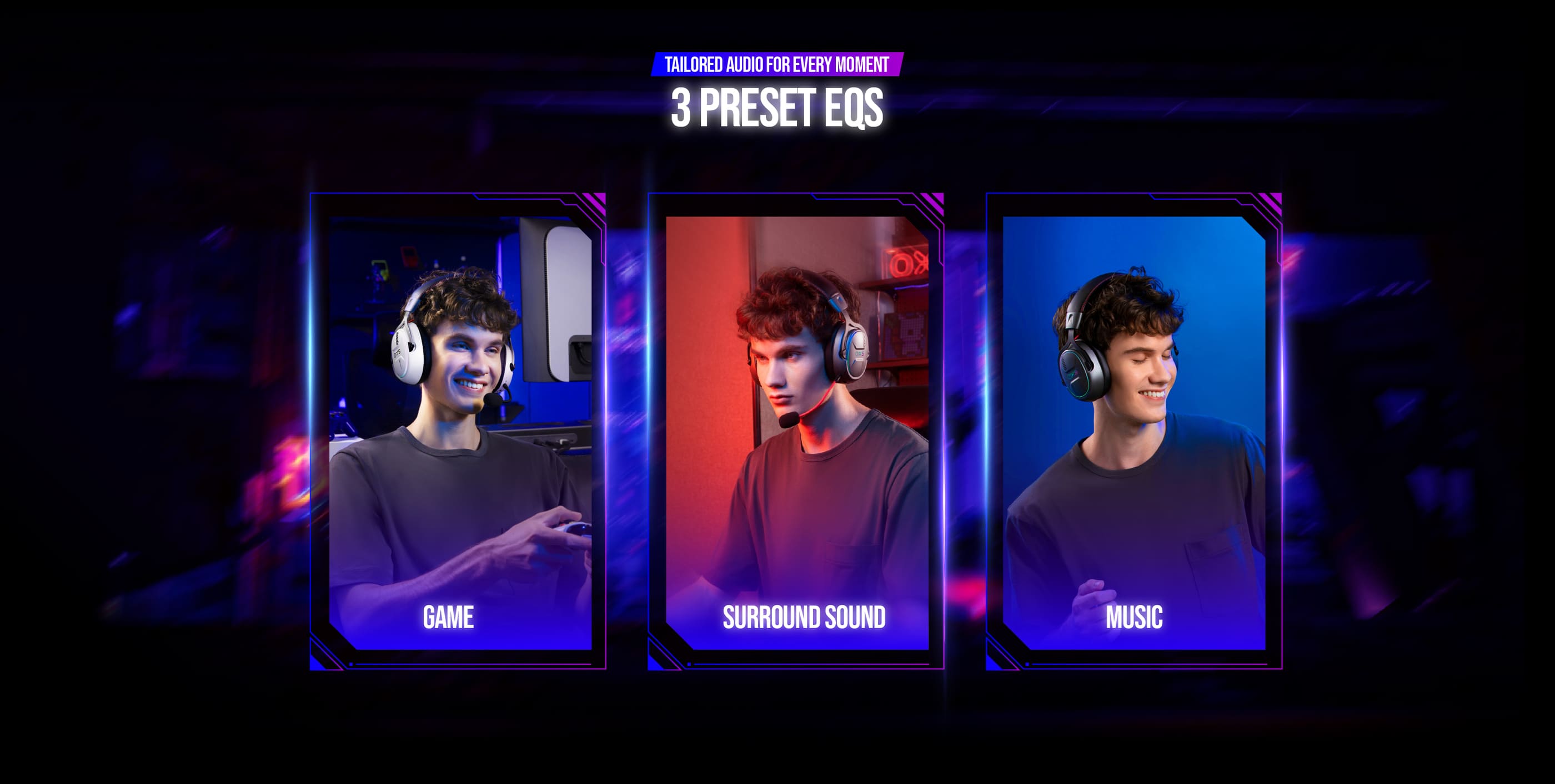 OXS Storm G2 wireless headset with 3 preset EQs tailed to your every moment.