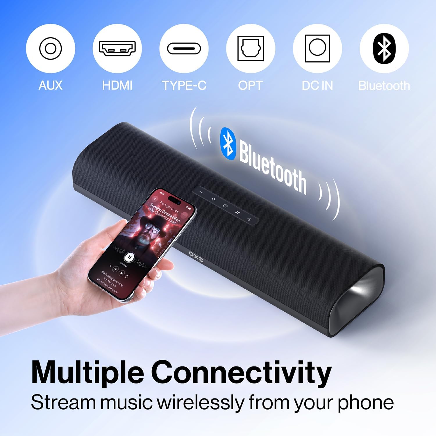 サウンドバー BS-18B BS‑18B, Smart Soundbar Wireless 5.0 Speaker, 10m Range, Wall